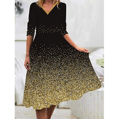 Women's Casual Dress Swing Dress Midi Dress Black Gold Long Sleeve Ombre Print Winter Fall Spring V Neck Fashion Daily Weekend 2022 S M L XL 2XL 3XL 4XL 5XL 6XL
Women's Casual Dress Swing Dress Midi Dress Black Gold Long Sleeve Ombre Print Winter Fall Spring V Neck Fashion Daily Weekend 2022 S M L XL 2XL 3XL 4XL 5XL 6XL