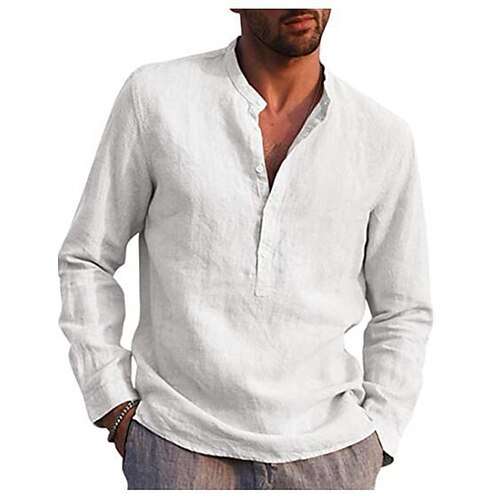 Men's Linen Shirt Henley Shirt Solid Color Pocket Collar Light Blue Wine khaki Gray White Birthday Street Long Sleeve Pocket Classic Clothing Apparel 65% Cotton Fashion Contemporary Simple Lightweight
Men's Linen Shirt Henley Shirt Solid Color Pocket Collar Light Blue Wine khaki Gray White Birthday Street Long Sleeve Pocket Classic Clothing Apparel 65% Cotton Fashion Contemporary Simple Lightweight