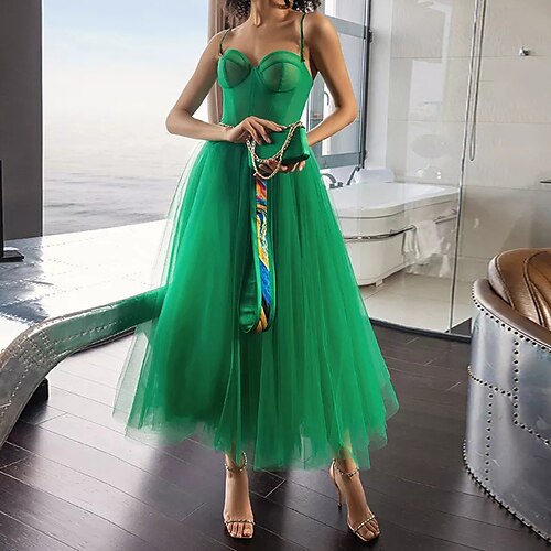 Women's Party Dress Slip Dress Midi Dress Green Sleeveless Pure Color Mesh Fall Summer Autumn Spaghetti Strap Festival Dress Date 2022 S M L XL
Women's Party Dress Slip Dress Midi Dress Green Sleeveless Pure Color Mesh Fall Summer Autumn Spaghetti Strap Festival Dress Date 2022 S M L XL