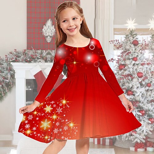 Kids Girls' Christmas Dress Snowflake Casual Dress Above Knee Dress Christmas Gifts Crewneck Long Sleeve Adorable Dress 2-13 Years Winter Red
Kids Girls' Christmas Dress Snowflake Casual Dress Above Knee Dress Christmas Gifts Crewneck Long Sleeve Adorable Dress 2-13 Years Winter Red