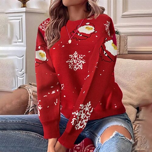 Women's Ugly Christmas Sweater Pullover Sweater Jumper Crochet Knit Knitted Santa Claus Crew Neck Stylish Casual Outdoor Christmas Winter Fall Black Red S M L
Women's Ugly Christmas Sweater Pullover Sweater Jumper Crochet Knit Knitted Santa Claus Crew Neck Stylish Casual Outdoor Christmas Winter Fall Black Red S M L