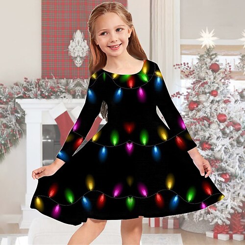 Kids Girls' Christmas Dress Graphic Casual Dress Above Knee Dress Christmas Gifts Crewneck Long Sleeve Adorable Dress 2-13 Years Winter Black
Kids Girls' Christmas Dress Graphic Casual Dress Above Knee Dress Christmas Gifts Crewneck Long Sleeve Adorable Dress 2-13 Years Winter Black