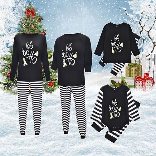 Christmas Pajamas Family Set Ugly Letter Striped Home Black Long Sleeve Mom Dad and Me Basic Matching Outfits
Christmas Pajamas Family Set Ugly Letter Striped Home Black Long Sleeve Mom Dad and Me Basic Matching Outfits