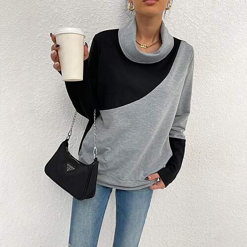Women's Sweatshirt Pullover Basic Gray Color Block Street Pile Neck Long Sleeve S M L XL
Women's Sweatshirt Pullover Basic Gray Color Block Street Pile Neck Long Sleeve S M L XL