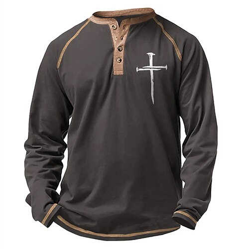 Men's Henley Shirt Graphic Prints Cross Henley Black Brown Coffee Hot Stamping Street Sports Long Sleeve Button-Down Print Clothing Apparel Designer Casual Comfortable
Men's Henley Shirt Graphic Prints Cross Henley Black Brown Coffee Hot Stamping Street Sports Long Sleeve Button-Down Print Clothing Apparel Designer Casual Comfortable
