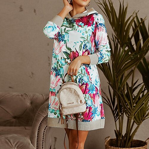 Women's Casual Dress Hoodie Dress Shift Dress Mini Dress Black Blue Light Green Long Sleeve Floral Print Winter Fall Autumn Hooded Daily Vacation Weekend 2022 S M L XL XXL
Women's Casual Dress Hoodie Dress Shift Dress Mini Dress Black Blue Light Green Long Sleeve Floral Print Winter Fall Autumn Hooded Daily Vacation Weekend 2022 S M L XL XXL