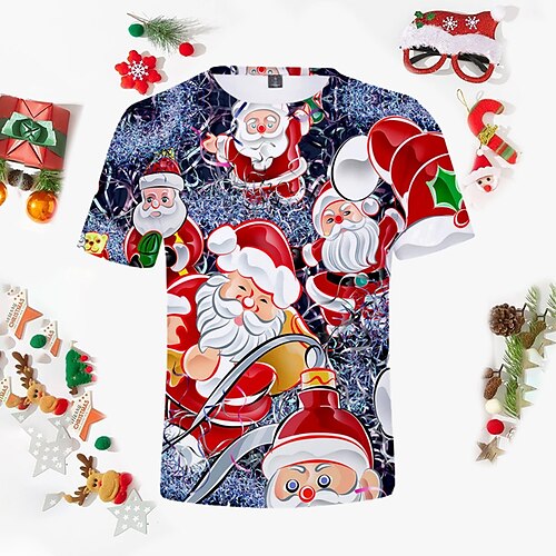 Men's T shirt Tee Santa Claus Graphic Prints Crew Neck Blue 3D Print Outdoor Christmas Short Sleeve Print Clothing Apparel Sports Designer Casual
Men's T shirt Tee Santa Claus Graphic Prints Crew Neck Blue 3D Print Outdoor Christmas Short Sleeve Print Clothing Apparel Sports Designer Casual