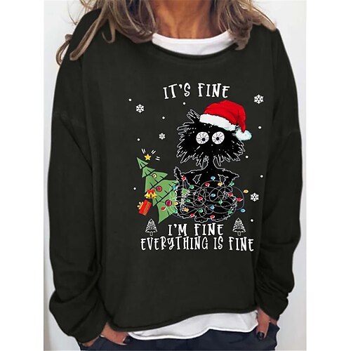 Women's Plus Size Christmas Tops Pullover Sweatshirt Animal Cat Print Long Sleeve Crew Neck Casual Festival Daily Polyester Winter Fall Green Black
Women's Plus Size Christmas Tops Pullover Sweatshirt Animal Cat Print Long Sleeve Crew Neck Casual Festival Daily Polyester Winter Fall Green Black