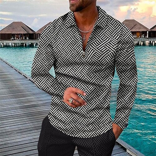 Men's Collar Polo Shirt Golf Shirt Graphic Prints Geometry Turndown Black 3D Print Outdoor Street Long Sleeve Zipper Print Clothing Apparel Fashion Designer Casual Soft
Men's Collar Polo Shirt Golf Shirt Graphic Prints Geometry Turndown Black 3D Print Outdoor Street Long Sleeve Zipper Print Clothing Apparel Fashion Designer Casual Soft