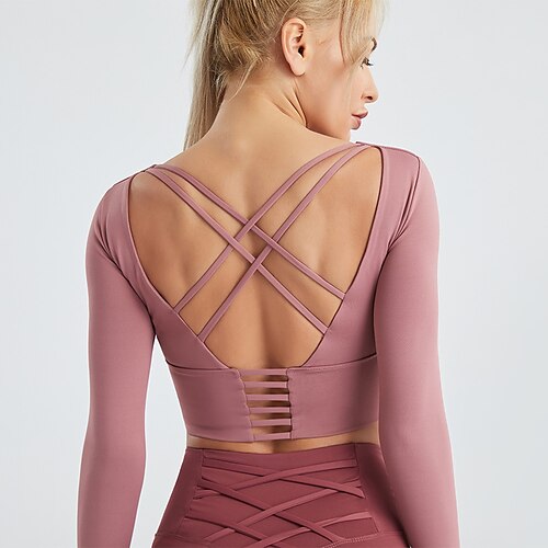 Women's Crew Neck Yoga Top Open Back Cropped Solid Color Black Purple Spandex Yoga Fitness Gym Workout T Shirt Top Sport Activewear Breathable Quick Dry Comfortable Stretchy Slim
Women's Crew Neck Yoga Top Open Back Cropped Solid Color Black Purple Spandex Yoga Fitness Gym Workout T Shirt Top Sport Activewear Breathable Quick Dry Comfortable Stretchy Slim
