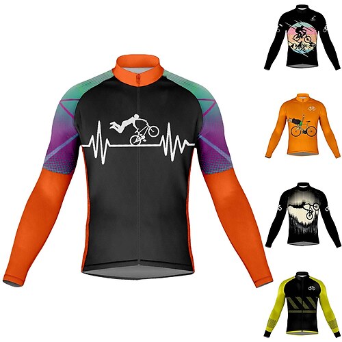 21Grams Men's Cycling Jersey Long Sleeve Bike Top with 3 Rear Pockets Mountain Bike MTB Road Bike Cycling Breathable Quick Dry Moisture Wicking Reflective Strips Black / Orange Black Orange Graphic
21Grams Men's Cycling Jersey Long Sleeve Bike Top with 3 Rear Pockets Mountain Bike MTB Road Bike Cycling Breathable Quick Dry Moisture Wicking Reflective Strips Black / Orange Black Orange Graphic