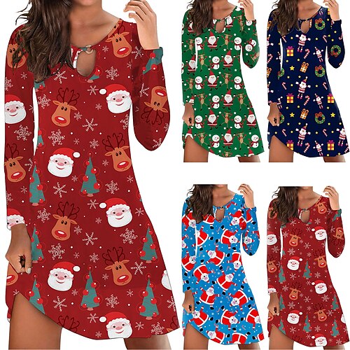 Women's Christmas Casual Dress T Shirt Dress Tee Dress Short Mini Dress Green Blue Dark Blue Red Long Sleeve Santa Claus Elk Snowman Print Fall Winter Crew Neck Basic Casual 2022 S M L XL XXL 3XL
Women's Christmas Casual Dress T Shirt Dress Tee Dress Short Mini Dress Green Blue Dark Blue Red Long Sleeve Santa Claus Elk Snowman Print Fall Winter Crew Neck Basic Casual 2022 S M L XL XXL 3XL