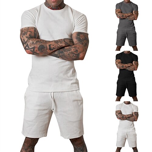 Herre T-skjorte drakter Joggedress Tennis skjorte Shorts og T-skjorte sett Ensfarget Crew-hals utendørs Gate Kortermet Snorer 2 deler Klær Sport Designer Sportsklær Klassisk
Herre T-skjorte drakter Joggedress Tennis skjorte Shorts og T-skjorte sett Ensfarget Crew-hals utendørs Gate Kortermet Snorer 2 deler Klær Sport Designer Sportsklær Klassisk