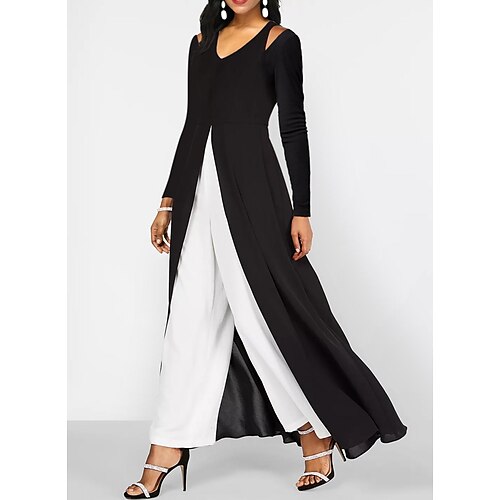 Women's Jumpsuit Patchwork Color Block V Neck Ordinary Daily Vacation Straight Regular Fit Long Sleeve Black S M L Winter
Women's Jumpsuit Patchwork Color Block V Neck Ordinary Daily Vacation Straight Regular Fit Long Sleeve Black S M L Winter