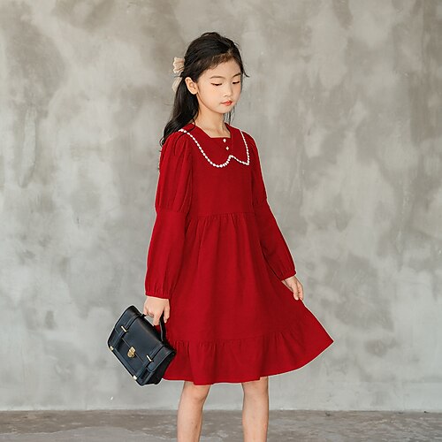 Kids Girls' Dress Solid Color A Line Dress Above Knee Dress Outdoor Long Sleeve Adorable Dress 2-13 Years Winter Wine Red Purple
Kids Girls' Dress Solid Color A Line Dress Above Knee Dress Outdoor Long Sleeve Adorable Dress 2-13 Years Winter Wine Red Purple