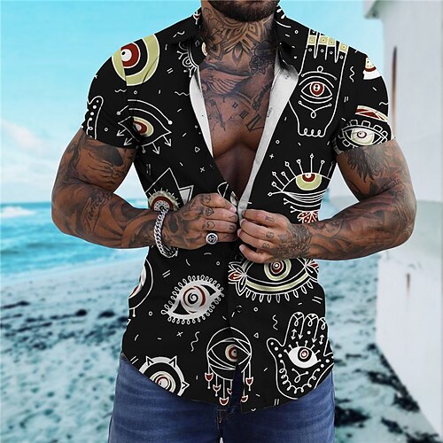 Men's Shirt Abstract Graphic Prints Eye Turndown Black White 3D Print Street Casual Short Sleeves Button-Down Print Clothing Apparel Tropical Designer Casual Hawaiian
Men's Shirt Abstract Graphic Prints Eye Turndown Black White 3D Print Street Casual Short Sleeves Button-Down Print Clothing Apparel Tropical Designer Casual Hawaiian