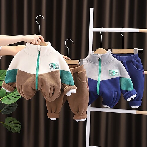 2 Pieces Toddler Boys Jacket & Pants Outfit Color Block Long Sleeve Set Outdoor Fashion Cool Winter Fall 3-7 Years Blue Brown
2 Pieces Toddler Boys Jacket & Pants Outfit Color Block Long Sleeve Set Outdoor Fashion Cool Winter Fall 3-7 Years Blue Brown
