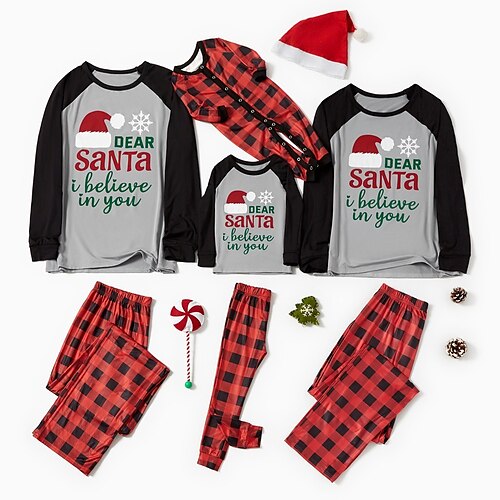 Christmas Pajamas Family Plaid Letter Home Gray Long Sleeve Basic Matching Outfits
Christmas Pajamas Family Plaid Letter Home Gray Long Sleeve Basic Matching Outfits