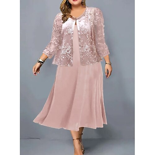 Women's Plus Size Dress Set Floral V Neck 3/4 Length Sleeve Winter Fall Stylish Casual Midi Dress Work Date Dress
Women's Plus Size Dress Set Floral V Neck 3/4 Length Sleeve Winter Fall Stylish Casual Midi Dress Work Date Dress