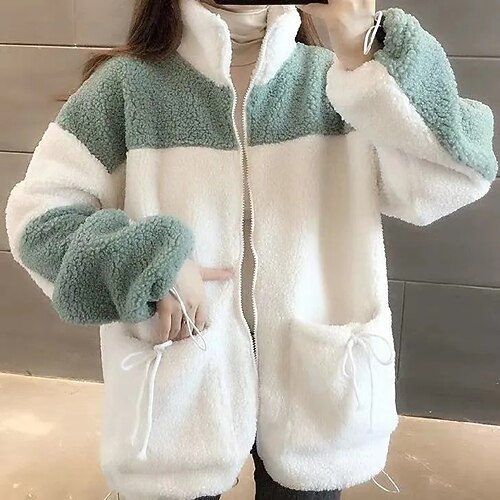 Women's Fleece Jacket Streetwear Pocket Zip Up Dusty pink Green Pink Color Block Street V Neck Long Sleeve S M L XL 2XL
Women's Fleece Jacket Streetwear Pocket Zip Up Dusty pink Green Pink Color Block Street V Neck Long Sleeve S M L XL 2XL