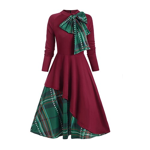 Women's Christmas Swing Dress Plaid Dress Vintage Dress Midi Dress Green Black Wine Long Sleeve Plaid Bow Winter Fall Autumn Stand Collar Fashion Daily Date 2022 S M L XL XXL 3XL
Women's Christmas Swing Dress Plaid Dress Vintage Dress Midi Dress Green Black Wine Long Sleeve Plaid Bow Winter Fall Autumn Stand Collar Fashion Daily Date 2022 S M L XL XXL 3XL