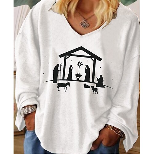 Women's Plus Size Tops T shirt Tee Graphic Print Long Sleeve V Neck Casual Daily Going out Cotton Spandex Jersey Winter Fall Black White
Women's Plus Size Tops T shirt Tee Graphic Print Long Sleeve V Neck Casual Daily Going out Cotton Spandex Jersey Winter Fall Black White