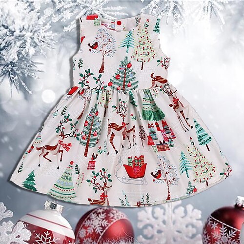 Kids Girls' Dress Animal A Line Dress Knee-length Dress Christmas Gifts Ruched Sleeveless Cute Dress 2-8 Years Fall White
Kids Girls' Dress Animal A Line Dress Knee-length Dress Christmas Gifts Ruched Sleeveless Cute Dress 2-8 Years Fall White