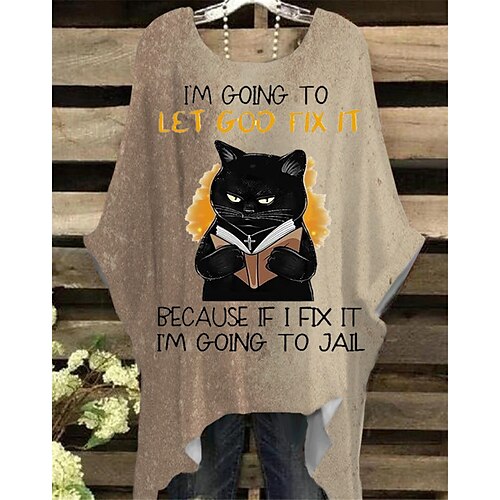 Women's Plus Size Tops T shirt Tee Active Streetwear Animal Cat Print Half Sleeve Crew Neck Vintage Casual Daily Cotton Spandex Jersey Winter Fall khaki
Women's Plus Size Tops T shirt Tee Active Streetwear Animal Cat Print Half Sleeve Crew Neck Vintage Casual Daily Cotton Spandex Jersey Winter Fall khaki