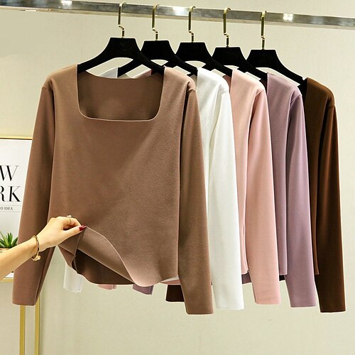 Women's T shirt Tee Keep Warm Solid / Plain Color Classic Square Regular Spring & Fall Light Pink Light Purple Black Dark Green Khaki
Women's T shirt Tee Keep Warm Solid / Plain Color Classic Square Regular Spring & Fall Light Pink Light Purple Black Dark Green Khaki