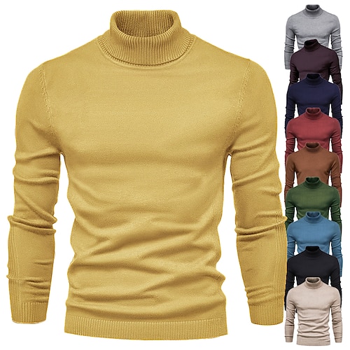 

Men's Sweater Pullover Knit Turtleneck Vintage Style Soft Home Daily Clothing Apparel Fall Winter Green Blue S M L / Acrylic / Rib Fabrics / Long Sleeve / Hand wash / Unisex