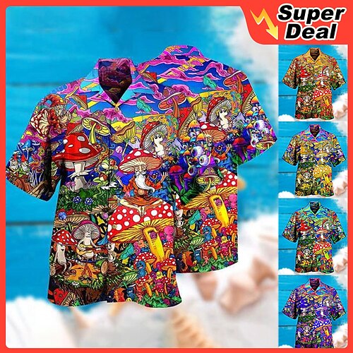 Men's Shirt Mushroom Shirt Graphic Print Turndown Green Black Purple Yellow Rainbow Outdoor Street 3D Button-Down Clothing Apparel Fashion Designer Casual Breathable
Men's Shirt Mushroom Shirt Graphic Print Turndown Green Black Purple Yellow Rainbow Outdoor Street 3D Button-Down Clothing Apparel Fashion Designer Casual Breathable