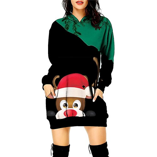 Women's Christmas Casual Dress Hoodie Dress Mini Dress Black Blue Dark Green Khaki White Long Sleeve Animal Elk Print Pocket Print Winter Fall Hooded Vacation Casual Outdoor Daily 2022 S M L XL XXL
Women's Christmas Casual Dress Hoodie Dress Mini Dress Black Blue Dark Green Khaki White Long Sleeve Animal Elk Print Pocket Print Winter Fall Hooded Vacation Casual Outdoor Daily 2022 S M L XL XXL