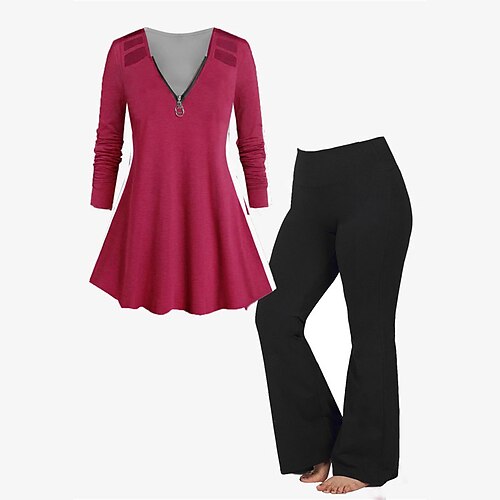 Women's Plus Size Tops Set Plain Zipper Long Sleeve V Neck Casual Daily Going out Polyester Winter Fall Black Dark Gray
Women's Plus Size Tops Set Plain Zipper Long Sleeve V Neck Casual Daily Going out Polyester Winter Fall Black Dark Gray