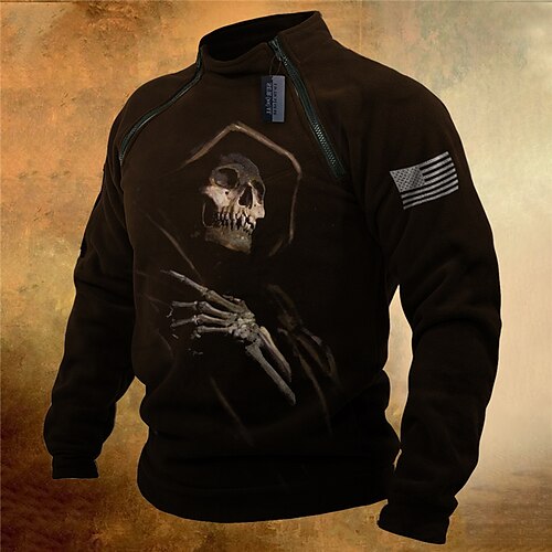 Men's Pullover Quarter Zipper Sweatshirt Coffee High Neck Skull Graphic Prints Skeleton Zipper Print Casual Daily Sports 3D Print Basic Casual Big and Tall Spring Fall Clothing Apparel Hoodies
Men's Pullover Quarter Zipper Sweatshirt Coffee High Neck Skull Graphic Prints Skeleton Zipper Print Casual Daily Sports 3D Print Basic Casual Big and Tall Spring Fall Clothing Apparel Hoodies