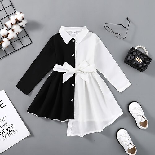 Kids Girls' Dress Color Block A Line Dress Above Knee Dress Casual Crew Neck Long Sleeve Daily Dress 3-6 Years Winter White
Kids Girls' Dress Color Block A Line Dress Above Knee Dress Casual Crew Neck Long Sleeve Daily Dress 3-6 Years Winter White