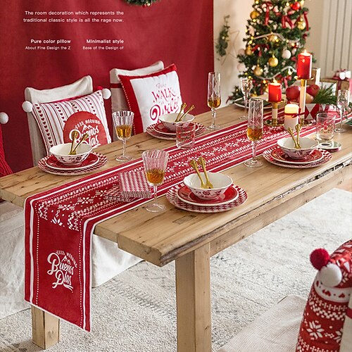 Christmas Table Runner, Seasonal Winter Xmas Holiday Kitchen Dining Table Decoration for Indoor Outdoor Home Party Decor
Christmas Table Runner, Seasonal Winter Xmas Holiday Kitchen Dining Table Decoration for Indoor Outdoor Home Party Decor