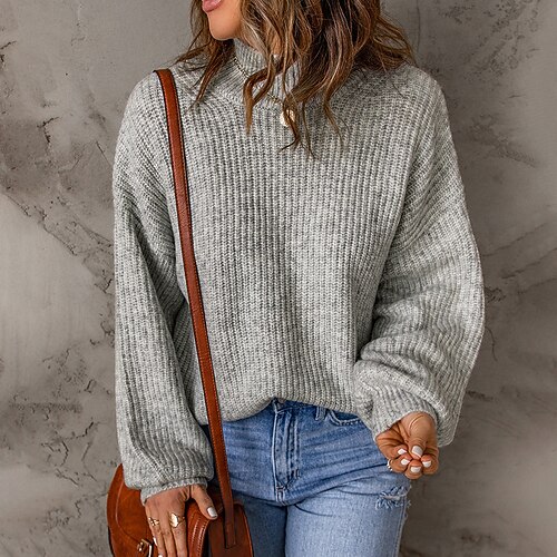 Women's Pullover Sweater Jumper Jumper Crochet Knit Cropped Oversized Pure Color Stand Collar Stylish Casual Daily Holiday Lantern Sleeve Winter Fall Black Blue S M L
Women's Pullover Sweater Jumper Jumper Crochet Knit Cropped Oversized Pure Color Stand Collar Stylish Casual Daily Holiday Lantern Sleeve Winter Fall Black Blue S M L