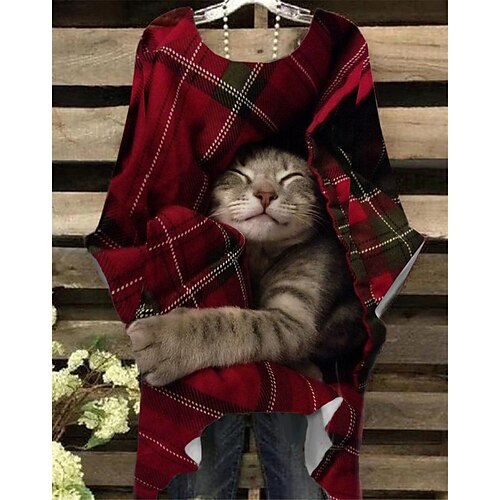 Women's Plus Size Christmas Tops T shirt Tee Animal Plaid Print Half Sleeve Crew Neck Casual Festival Daily Cotton Spandex Jersey Winter Fall Wine
Women's Plus Size Christmas Tops T shirt Tee Animal Plaid Print Half Sleeve Crew Neck Casual Festival Daily Cotton Spandex Jersey Winter Fall Wine