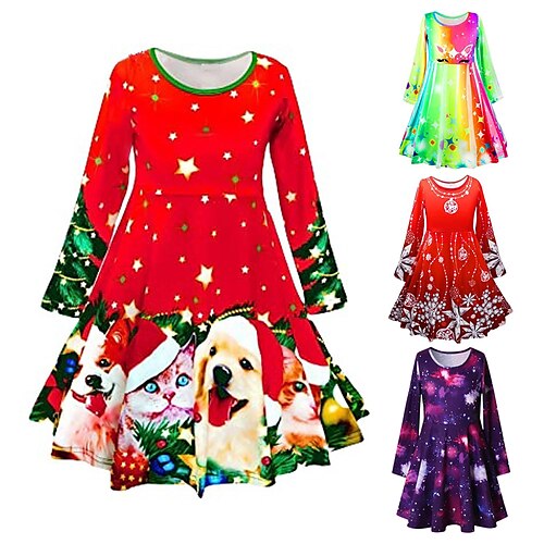 Kids Girls' Christmas Dress Graphic A Line Dress Midi Dress Casual Cotton Crew Neck Long Sleeve Casual Dress 3-12 Years Winter Green Purple Pink
Kids Girls' Christmas Dress Graphic A Line Dress Midi Dress Casual Cotton Crew Neck Long Sleeve Casual Dress 3-12 Years Winter Green Purple Pink
