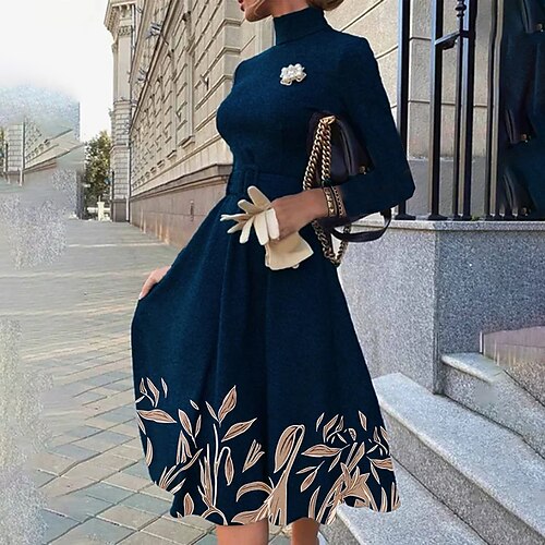Women's Casual Dress Swing Dress Midi Dress Blue Long Sleeve Graphic With Belt Winter Fall Spring Stand Collar Stylish Weekend 2022 S M L XL XXL 3XL
Women's Casual Dress Swing Dress Midi Dress Blue Long Sleeve Graphic With Belt Winter Fall Spring Stand Collar Stylish Weekend 2022 S M L XL XXL 3XL
