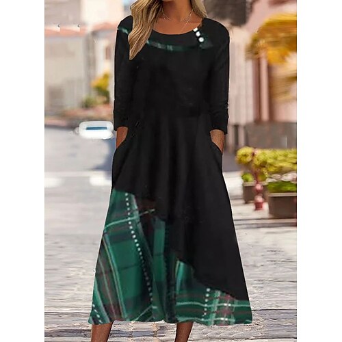 Women's Black Dress Midi Dress Black 3/4 Length Sleeve Plaid Print Winter Fall Spring U Neck Casual Daily 2022 S M L XL 2XL 3XL
Women's Black Dress Midi Dress Black 3/4 Length Sleeve Plaid Print Winter Fall Spring U Neck Casual Daily 2022 S M L XL 2XL 3XL