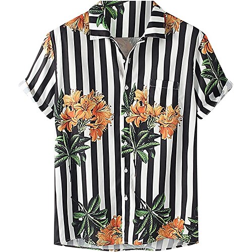 Men's Shirt Floral Striped Graphic Prints Turndown Black Blue Light Blue 3D Print Outdoor Street Short Sleeves Button-Down Print Clothing Apparel Tropical Designer Casual Hawaiian
Men's Shirt Floral Striped Graphic Prints Turndown Black Blue Light Blue 3D Print Outdoor Street Short Sleeves Button-Down Print Clothing Apparel Tropical Designer Casual Hawaiian