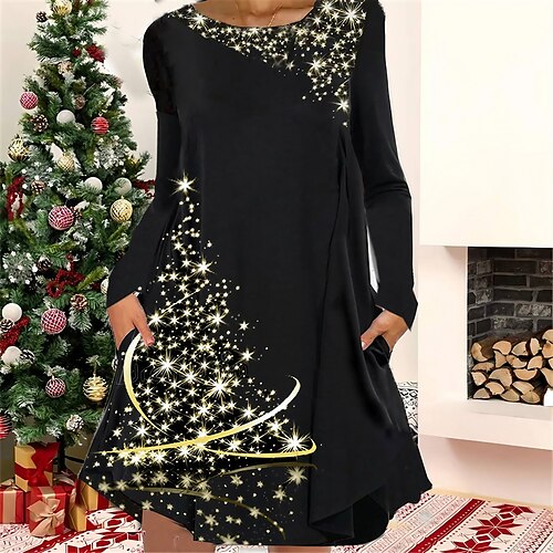 Women's Christmas Casual Dress T Shirt Dress Tee Dress Shift Dress Mini Dress Black Gold Yellow Long Sleeve Letter Pocket Winter Fall Autumn Crew Neck Fashion Christmas Daily 2022 S M L XL XXL 3XL
Women's Christmas Casual Dress T Shirt Dress Tee Dress Shift Dress Mini Dress Black Gold Yellow Long Sleeve Letter Pocket Winter Fall Autumn Crew Neck Fashion Christmas Daily 2022 S M L XL XXL 3XL