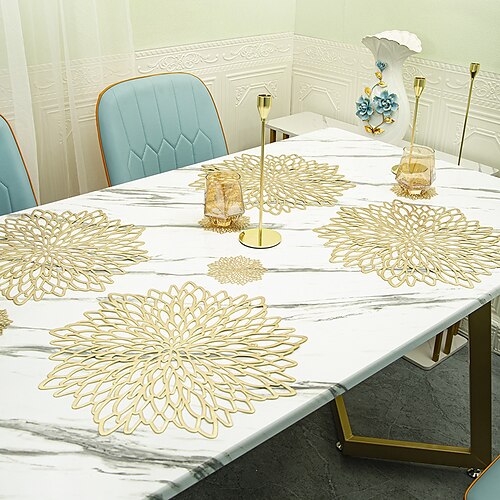 Gold Floral Placemats Coasters for Dinner Table Metallic Hollow Out Line Circle Table Mats Vinyl PVC Place Mats for Table Decor Wedding Centerpiece
Gold Floral Placemats Coasters for Dinner Table Metallic Hollow Out Line Circle Table Mats Vinyl PVC Place Mats for Table Decor Wedding Centerpiece