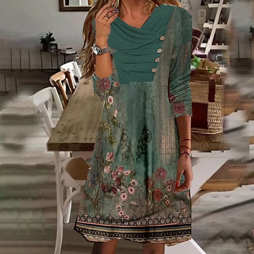 Women's Casual Dress Sheath Dress Mini Dress Green 3/4 Length Sleeve Floral Button Winter Fall Spring V Neck Stylish Weekend 2022 S M L XL XXL 3XL
Women's Casual Dress Sheath Dress Mini Dress Green 3/4 Length Sleeve Floral Button Winter Fall Spring V Neck Stylish Weekend 2022 S M L XL XXL 3XL