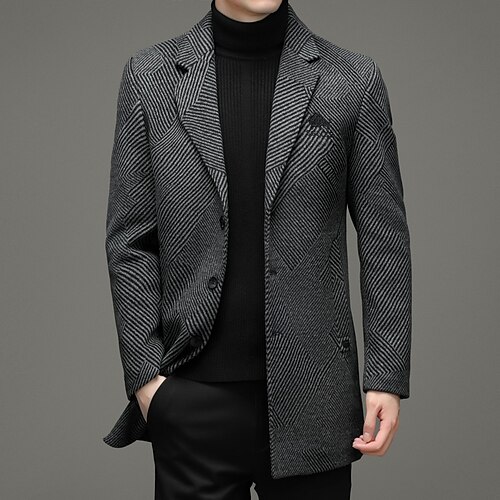 Men's Casual Overcoat Long Standard Fit Line Single Breasted Three-buttons Dark Grey Coffee 2022
Men's Casual Overcoat Long Standard Fit Line Single Breasted Three-buttons Dark Grey Coffee 2022