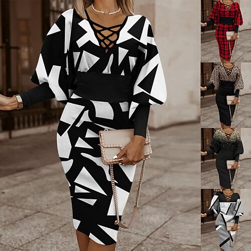 Women's Christmas Casual Dress Bodycon Sheath Dress Mini Dress Black And White Black Khaki Long Sleeve Geometric Patchwork Winter Fall Autumn V Neck Modern 2022 S M L XL XXL
Women's Christmas Casual Dress Bodycon Sheath Dress Mini Dress Black And White Black Khaki Long Sleeve Geometric Patchwork Winter Fall Autumn V Neck Modern 2022 S M L XL XXL