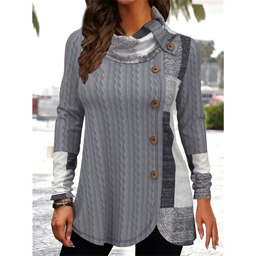 Women's Shirt Gray Color Block Button Print Long Sleeve Casual Streetwear Round Neck Regular S / Weekend
Women's Shirt Gray Color Block Button Print Long Sleeve Casual Streetwear Round Neck Regular S / Weekend