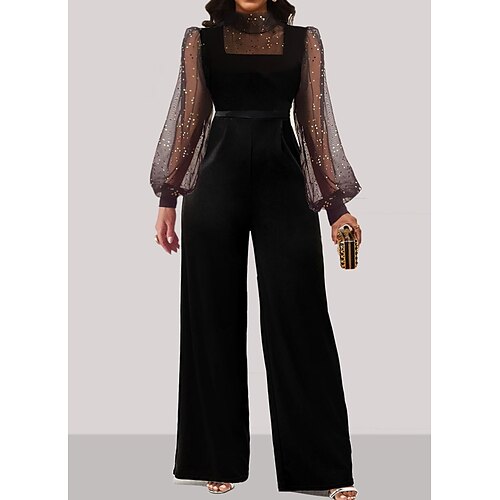 Women's Jumpsuit Polka Dot Stand Collar Elegant Party Prom Straight Regular Fit Long Sleeve Black S M L Winter
Women's Jumpsuit Polka Dot Stand Collar Elegant Party Prom Straight Regular Fit Long Sleeve Black S M L Winter