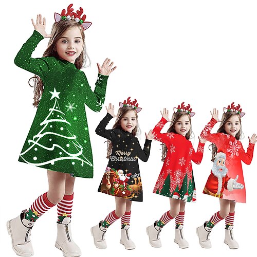 Kids Girls' Ugly Christmas Dress Letter A Line Dress Above Knee Dress Outdoor Cotton Long Sleeve Active Dress 3-7 Years Winter Green Black Red
Kids Girls' Ugly Christmas Dress Letter A Line Dress Above Knee Dress Outdoor Cotton Long Sleeve Active Dress 3-7 Years Winter Green Black Red